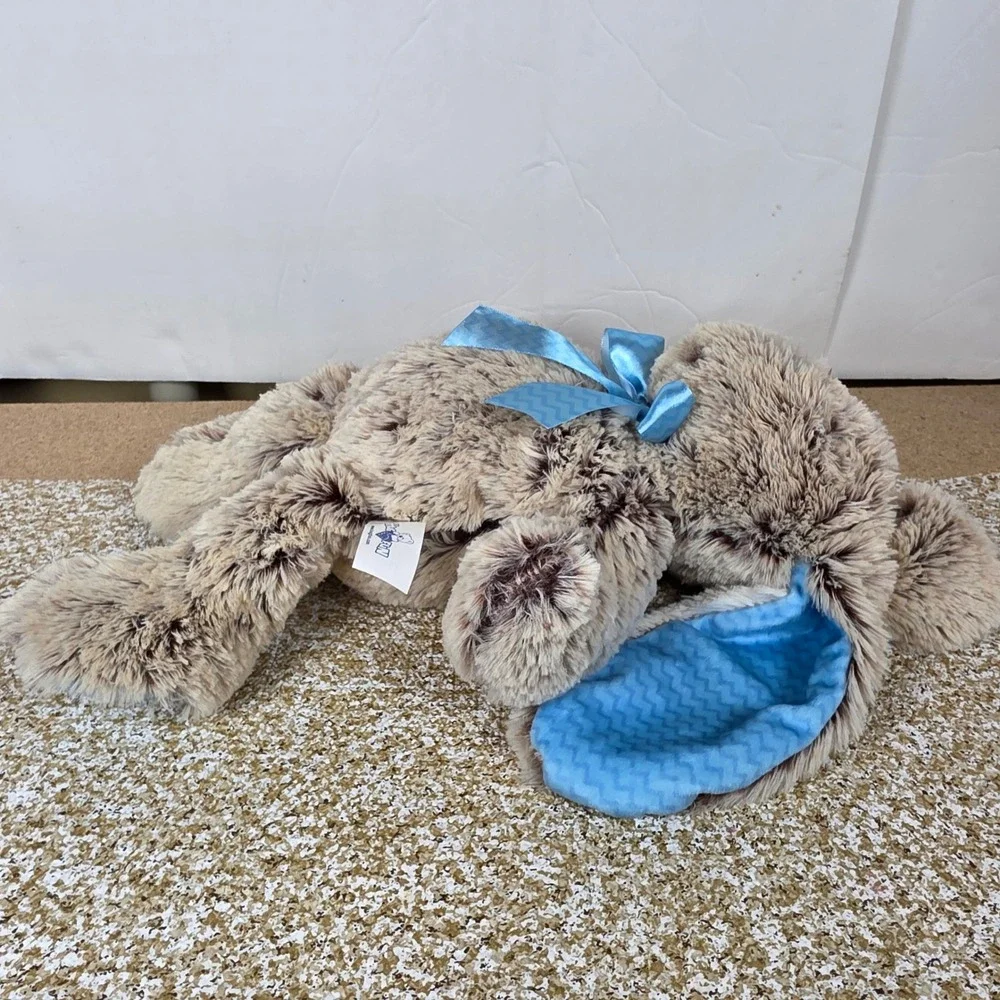 Hugfun‎ easter cuddle soft Tan Blue Chevron Floppy Ear Bunny Rabbit Plush 15in